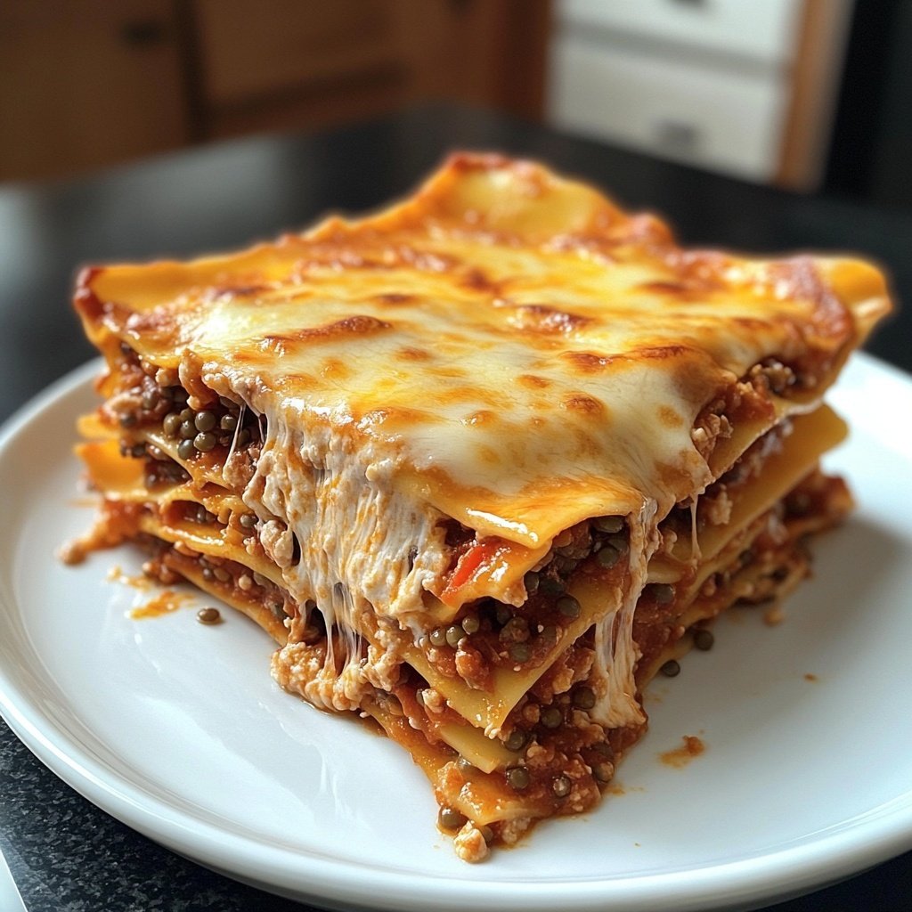 Lasagne mit Linsen-Tomatensauce